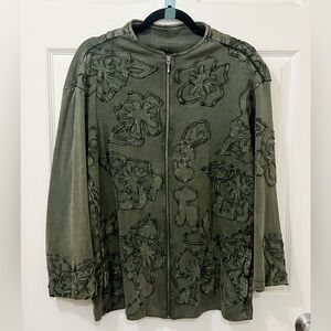 CHICO'S DARK GREEN FLOWERS ZIP DOWN
LADIES JACKET